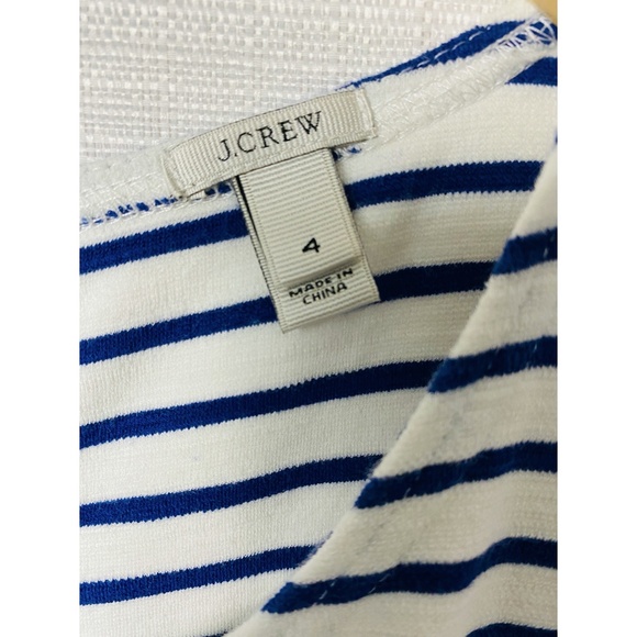 J. Crew Blue and White Strip Daybreak Ponte Knit Sleeveless Dresses - Picture 4 of 9
